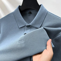 Polo homme à manches longues en coton premium – Élégance discrète et confort supérieur - Bleu / S