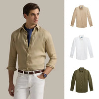ACHETEZ 1, RECEVEZ 3 — CHEMISE EN LIN CLASSIQUE - Beige Côtier • Blanc Céramique • Vert Olive / S